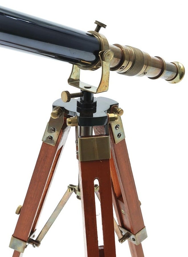 OCEAN REPLICAS Vintage 9-Inch Brass Telescope with Wooden Stand - Antique Nautical Marine Decor & Functional Collectible Gift - Image 2